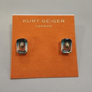 NWT Kurt Geiger Gold Green Ombre Crystal Stud Earrings